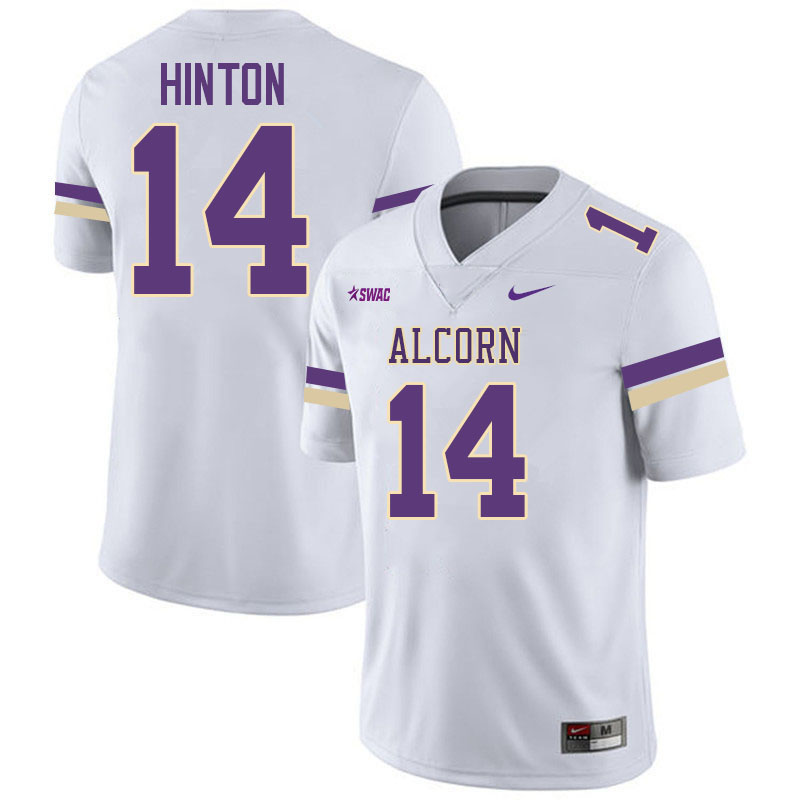 Alcorn State Braves #14 Tobias Hinton College Football Jerseys,Uniforms Stitched-White